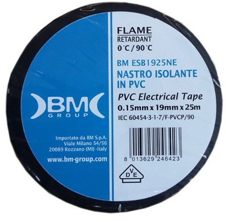 NASTRO ISOLANTE PVC NERO 19MM X 25MT 0,15 - NASTRO ISOLANTE