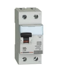 Interruttore Magnetotermico Differenziale BTDIN60 1P+N A 20A 0.03A Bticino GN8813A20