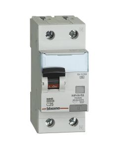Interruttore Magnetotermico Differenziale BTDIN60 1P+N A 25A 0.03A Bticino GN8813A25