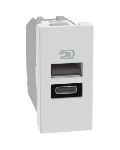 Caricatore USB Porta tipo A e Tipo C 15W 1mod.Bianco MatixGO Bticino JW4191AC