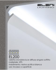 Profilo da Cartongesso per Strisce Led a Illuminazione Indiretta in Polistirene Estruso (XPS) DIM.mm 1150X130X90 ELENI EL200