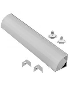 Profilo in Alluminio ad Angolo Larg. 16mm Lungh.2m per Strisce led con Diffusore e Accessori Elcart 191647000