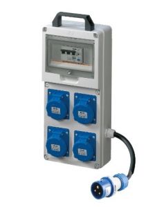 Quadro di Distribuzione Assemblato Tipo ASC 4x2P+T 220V 16A IP65 Elettrocanali EC6902313