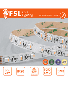 Striscia LED 5m IP20 5050 24V - 14W/m 60led/m RGB+W 3000K FSL FLS1424VIPRGBW