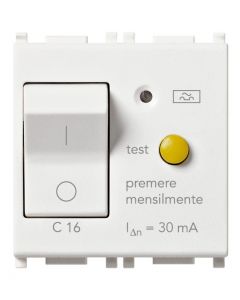 Interruttore Automatico Magnetotermico Differenziale 1P+N C16 120-230V 50-60Hz In 30mA 3000A Bianco 2 Mod. Vimar 14411.16.30