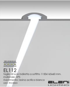 Profilo da Cartongesso per Strisce Led a Illuminazione Indiretta in Polistirene Estruso (XPS) Dim.mm 1150x165x60 ELENI EL112