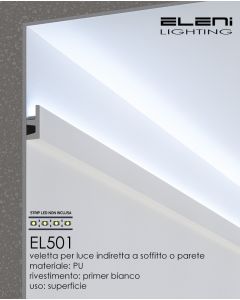 Profilo a Parete per Strisce Led a Illuminazione Indiretta in Poliuretano DIM.mm 2000x62x25 ELENI EL501