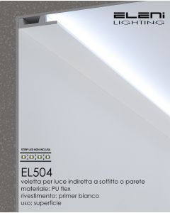 Profilo a Parete per Strisce Led a Illuminazione Indiretta in Poliuretano DIM.mm 2000x25x102 ELENI EL504