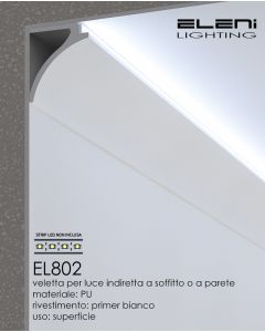 Profilo a Parete per Strisce Led a Illuminazione Indiretta in Poliuretano DIM.mm 2000x120x100 ELENI EL802
